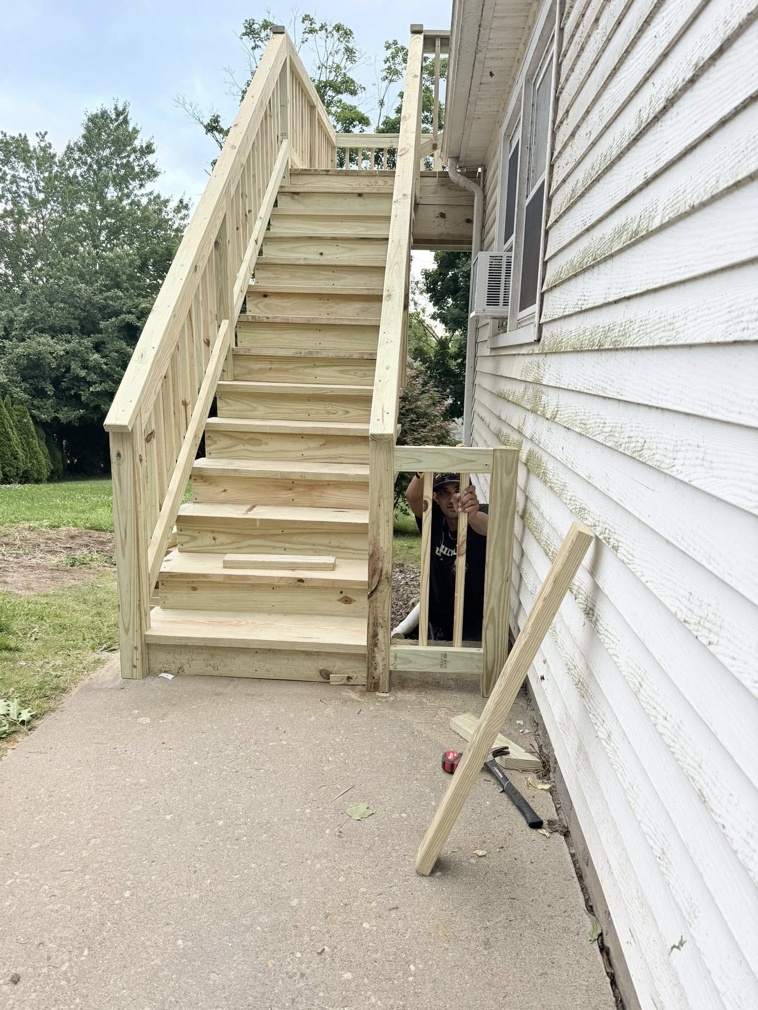 New pressure treated deck staircase rebuild — Westchester County NY
