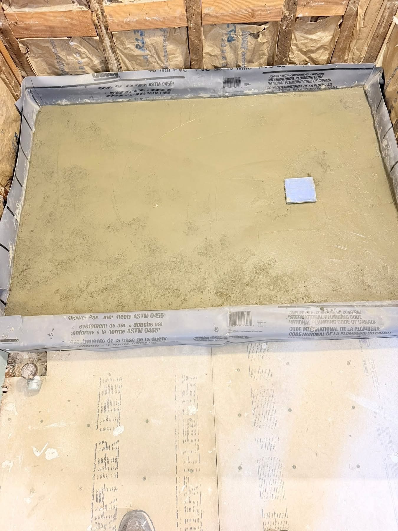 Cured mud bed ready for tile