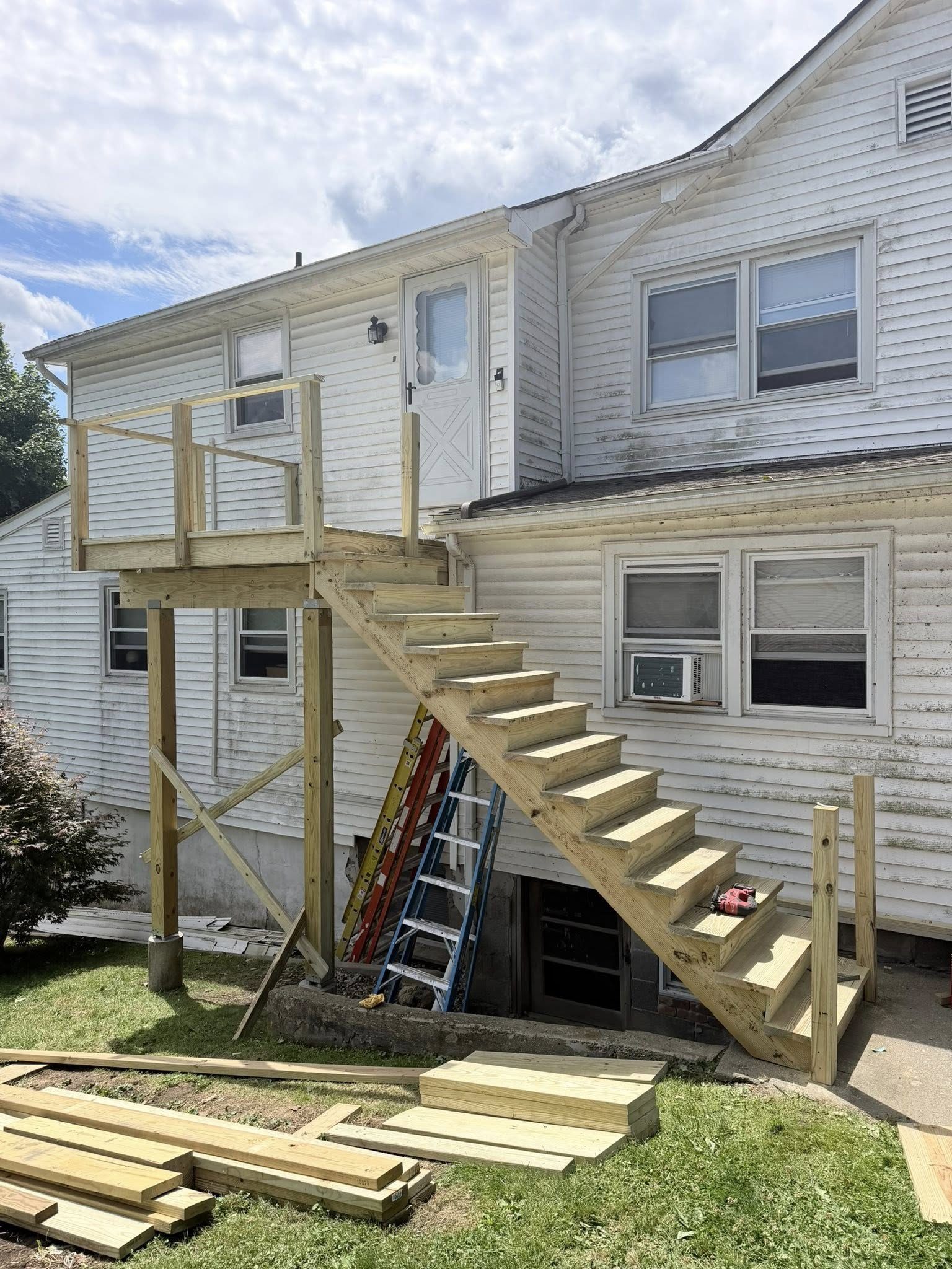 Before: old weathered exterior staircase ready for full replacement — Westchester NY