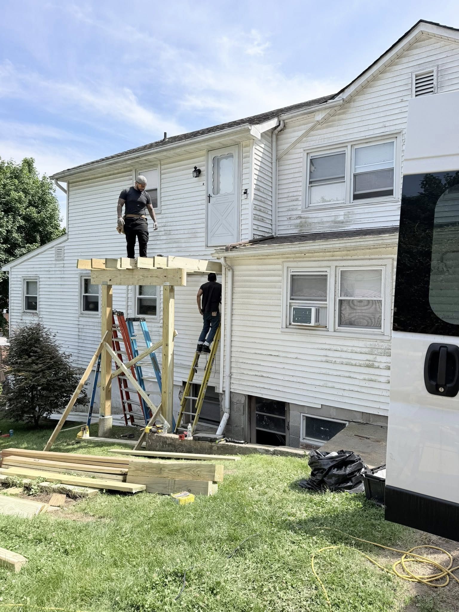 Deck platform framing in progress